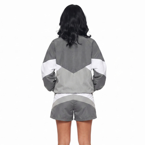 Ladies Quarter Zipper <b>Wind</b> <b>Breaker</b> Shorts Set 100% Nylon Long Sleeve Running Gym Wear Drop Shoulder Windbreaker Set Women's - Product Image 2