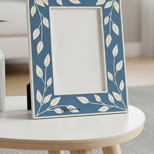 Cadre décoratif de luxe pour photos avec incrustation florale bleue - Product Image 4