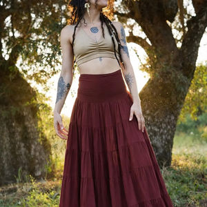 Falda Maxi Estilo Gitano Flamenco |   Falda Boho Estilo Nómada |   Falda para Festival de Danza del Vientre |   Falda larga a capas estilo nómada para mujer - Product Image 1