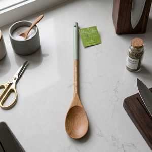 Nouvelle spatule ronde en bois, ustensile en silicone de couleur unie, compatible lave-vaisselle/micro-ondes/four, pour la cuisson et le service en cuisine domestique - Product Image 5