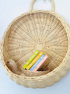 Wholesale <b>Round</b> Rattan Wall Hanging <b>Basket</b> <b>Wicker</b> Wall Organizer Natural Woven Wall Storage <b>Basket</b> Boho Home Decor - Product Image 3