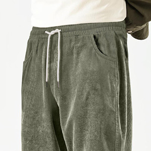High Quality Solid Color Casual Men's <b>Trousers</b> Fashion Elastic Waist and <b>Drawstring</b> Full Length Pants Loose Fit Men's Pants - Product Image 2