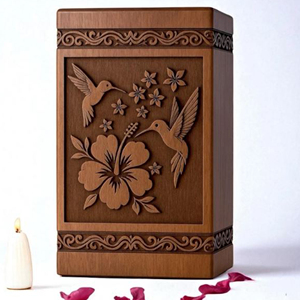 Engraved Hummingbird Wooden Cremation Urn: Personalized <b>Memorial</b> <b>Keepsake</b> urn <b>Memorial</b> <b>Keepsake</b> by AYAANS - Product Image 4