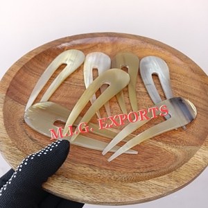 Buffalo Natural Horn <b>Hair</b> <b>Pin</b> Fork Light Brown Color Eco-Friendly Handmade Modern DIY Sustainable Durable Accessory - Product Image 3