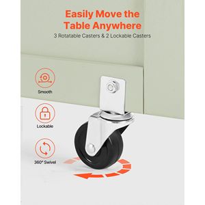 Tavolo Pieghevole Compatto Multifunzione per Macchina da Cucire con Ruote, Pioli in Legno, Vassoi Portaoggetti e Ripiano - Ideale anche per il Gaming - Product Image 4