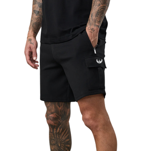 Pantalones Cortos Deportivos Negros para Hombre, Estilo Cargo, Casuales, para Gimnasio, con Bolsillos Utilitarios, para Correr, Verano, Deportes, Ropa Deportiva Activa - Product Image 1