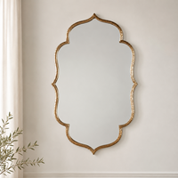 Miroir mural marocain à bords festonnés, cadre en laiton antique, miroir décoratif pour salon, chambre à coucher, décoration murale