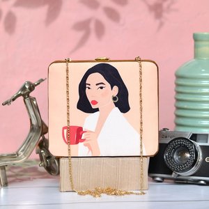 Bolso de Mano con Estampado de Chica del Café para Mujer y para Viajes - Product Image 1