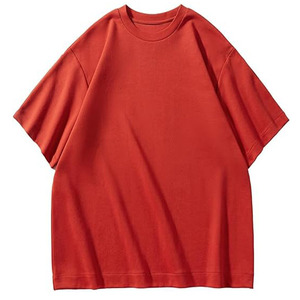 เสื้อยืดคอตตอน 100% คุณภาพสูง ทรงหลวม สไตล์วินเทจ สำหรับผู้ชาย  แบบเรียบง่าย สตรีทแวร์  รับสกรีนโลโก้ ไซส์ใหญ่  ผ้าถัก - Product Image 1