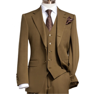 Costume 3 pièces pour homme, style américain et britannique, simple boutonnage, grande taille, revers cranté, coupe ajustée, pour affaires, mariage, formel, 100% - Product Image 1