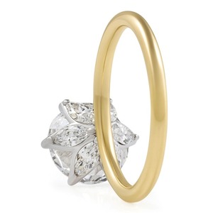 แหวนหมั้นเพชรทรงกลมเจียระไนแบบบริลเลียนท์สำหรับผู้หญิง ชุบทอง 14k ตัวเรือนแบบ Bezel Setting รับรองโดย IGI สไตล์หรูหรา - Product Image 2