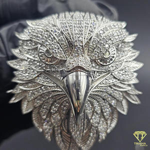Pendentif oiseau en moissanite sertie de diamants, style luxe, en argent sterling 925, bijoux de style urbain rap. - Product Image 6