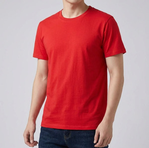 Camiseta Roja Lisa 100% Algodón, Cuello Redondo, Premium, Gruesa, con Impresión de Logotipo Personalizado, para Hombre, Manga Corta, Básica - Product Image 6