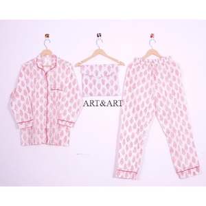 Pijamas de algodón con estampado floral rosa para mujer, ropa de dormir suave, conjuntos de pijamas, regalo perfecto de Navidad para mujer - Product Image 1