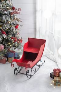 <b>Christmas</b> Red Metal <b>Christmas</b> Sleigh Traditional Decorative Holiday Ornament Durable Design - Product Image 1