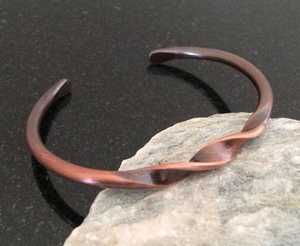 New Handmade Copper Spiral Bangle Bracelet Rustic <b>Wire</b> Wrapped Jewelry Irregular Shape Metal Design - Product Image 3