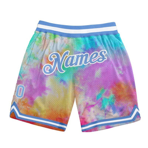 Yourteams Men's Basketball Shorts <b>Teal</b> Purple Custom Sublimation Print Breathable Mesh Elastic Waist Sporty Style - Product Image 3