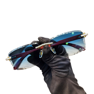 Gafas de Sol de Lujo con Diseño Personalizado, Montura Rectangular Sin Marco, Anti-Reflejantes, con Diamantes de Moissanita Azules, Estilo Hip Hop de Moda, Estilo Indio - Product Image 1