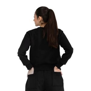 <b>Women's</b> <b>Black</b> Crew Neck Long Sleeve Cropped <b>Sweatshirt</b> Fitted Casual Top with Elastic Waist Detail Minimalist Everyday Activew - Product Image 6