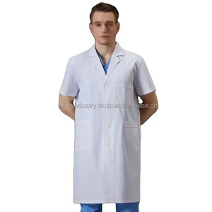 Batas de laboratorio de manga corta personalizables Unisex, uniformes médicos de calidad, ropa de abrigo de Hospital tejida con logotipo personalizado para hombres y médicos - Product Image 2