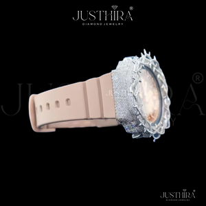 Montre de luxe sertie de diamants avec double affichage analogique-numérique et accents en or rose pour hommes et femmes au meilleur prix - Product Image 3