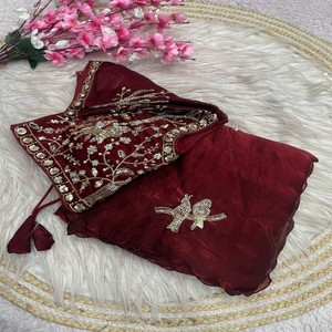 VASTRA COTTAGE Saree de Seda Paithani Premium con Tejido Khadi, Bordado de Jari Dorado, Diseño de Pavo Real Kalamkari y Blusa - Product Image 2