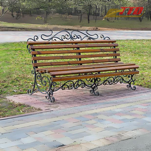 Elegantes Bancas de Hierro para Exteriores, Sillas de Bambú para Comedor, Patio, Jardín, Muebles de Parque con Estructura Metálica Decorativa Resistente - Product Image 6