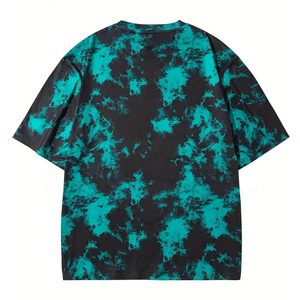<b>Men's</b> Oversized <b>Tie</b>-Dye Knitted T-Shirt Short Sleeve O-Neck Quick Dry Street Style With Pattern Green <b>Black</b> Design - Product Image 2