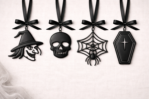 Iron Halloween Black Round Modern Hanging Ornament with 1 Color Silk Screen Printing - Product Image 2