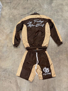 Ensemble short et veste coupe-vent unisexe en nylon léger avec blocs de couleur pour homme - Product Image 4