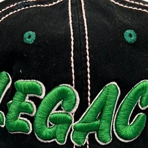 Black and Green Distressed Baseball <b>Cap</b> with Green Embroidered Letter Design Adjustable <b>Vintage</b> Cotton Casual Outdoor Unisex Hat - Product Image 4