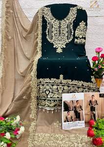 Exquisito invierno interior elegante Dupatta Heavy Fox Georgette Gharara bordado impresionante Shantoon opaco para ropa India pakistaní - Product Image 6