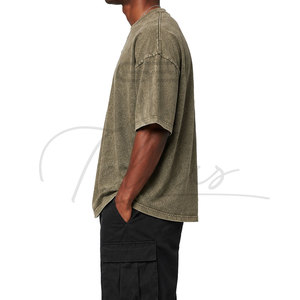 Camisetas de Manga Corta con Lavado Ácido de Último Diseño para Hombre, Camisetas Holgadas de Hombros Caídos, Camisetas Vintage de Diseñador para Hombre, Servicio OEM - Product Image 2
