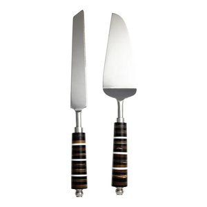 Birthday Party Cake Cutter Server Stainless Steel Cutter Desert Home Food Cutter Server Set Metal Fork Knife Set On Sale - Product Image 1