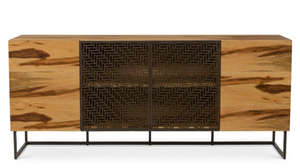 Buffet minimaliste en chêne massif avec poignées métalliques, design moderne fait main, meuble de salon - Product Image 2