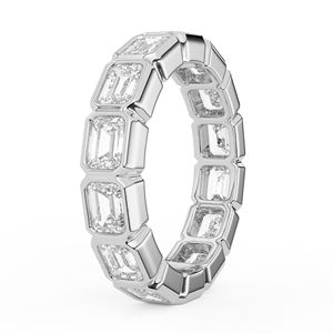 14K 18K Gold Emerald Cut Lab Grown Diamond Eternity Band <b>Ring</b> Modern Bezel Set Full <b>Circle</b> Geometric Stackable Wedding Jewelry - Product Image 6