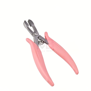 Pinzas para el cabello con puntas en U/plana/cuadrada, mango rosa de aleación de níquel-hierro, para extensiones de cabello pre-adheridas, fusión y microperlas - Product Image 1