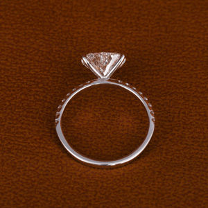 Anillo de Oro Sólido de 14K con Diamante de Laboratorio Corte Corazón, Banda Pavé, Joyería para Propuesta de Matrimonio, Anillo Fino Hecho a Medida - Product Image 4