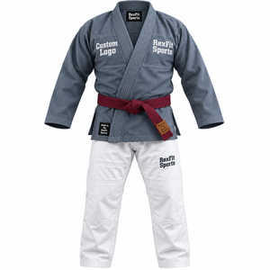 Uniforme de Entrenamiento de Jiu Jitsu Personalizado con Letras Bordadas, Cuello Envolvente y Pantalones de Artes Marciales a Juego, OEM - Product Image 1