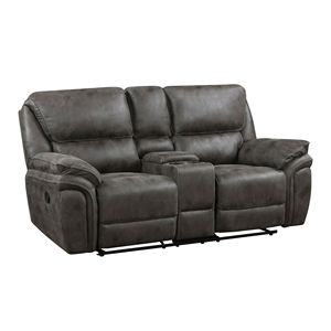 Design moderno 1 pezzo rivestimento in microfibra grigia struttura in legno massiccio reclinabile Loveseat mobili da soggiorno in peluche - Product Image 3