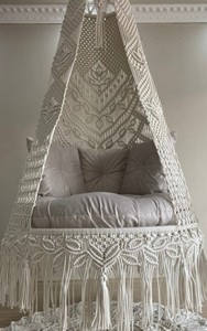 Hanging chair, Macrame <b>Round</b> <b>Swing</b>, <b>Swing</b> chair, hanging chair indoor, Macrame chair - Product Image 3