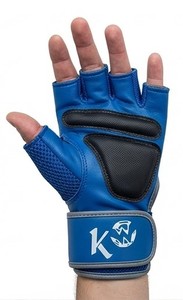 Gants de fitness K4 à demi-doigts en néoprène bleu avec sangle de poignet réglable pour la musculation et l'entraînement en salle de sport, unisexe - Product Image 4