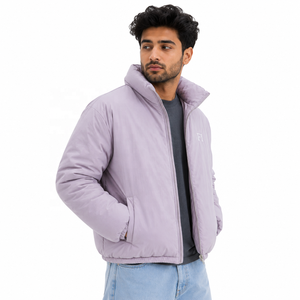 Unisex Custom Puffer Jacket Stand Collar Zipper Front Men's Jackets Windproof Casual <b>Winter</b> Outerwear Warm Cotton Padded OEM USA - Product Image 2
