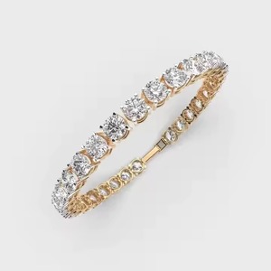 สร้อยข้อมือเทนนิส Evergreen Solitaire คุณภาพสูง ประดับเพชรโมอิสซาไนต์ เงินแท้ 925 ชุบทอง 14K - Product Image 3