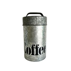 Boîte de conservation alimentaire ronde en métal galvanisé de qualité supérieure avec couvercle pour ustensiles de cuisine, sucre, thé, café, idéale pour les cadeaux - Product Image 1