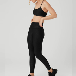 Ensemble de sport pour femme de haute qualité, comprenant un legging à taille élastique avec fermetures éclair à imprimé animal et un soutien-gorge, avec logo frontal, séchage rapide - Product Image 3