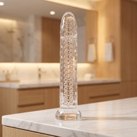 Dildo pour femmes, surface granulaire douce transparente, matériau TPE imperméable, poids 190g, respectueux de l'environnement, sensation de toucher réel, érotique pour adultes