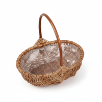 Grand panier de rangement en rotin tressé pour produits d'entretien, idéal pour l'extérieur, l'intérieur et la décoration de jardin, fait main, naturel, moderne, multifonctionnel, type sol.