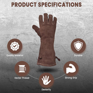 Guantes de Trabajo de Cuero Vacuno de Primera Calidad Directo de Fábrica, Guantes de Seguridad para Soldadura Resistentes a Impactos y al Fuego - Product Image 3