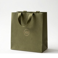 Sac cadeau en papier texturé réutilisable et recyclable avec logo personnalisé et poignées en ruban |   Sac de shopping en kraft écologique pour bijoux et cosmétiques